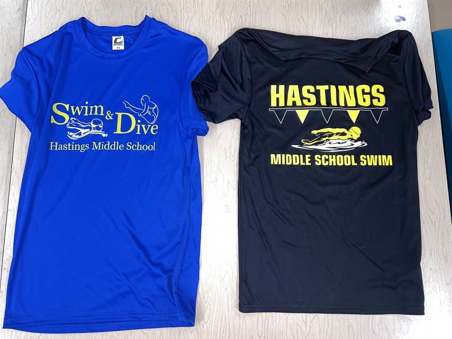 Hastings Middle School swim and dive t-shirts