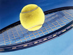 racket with tennis ball on top