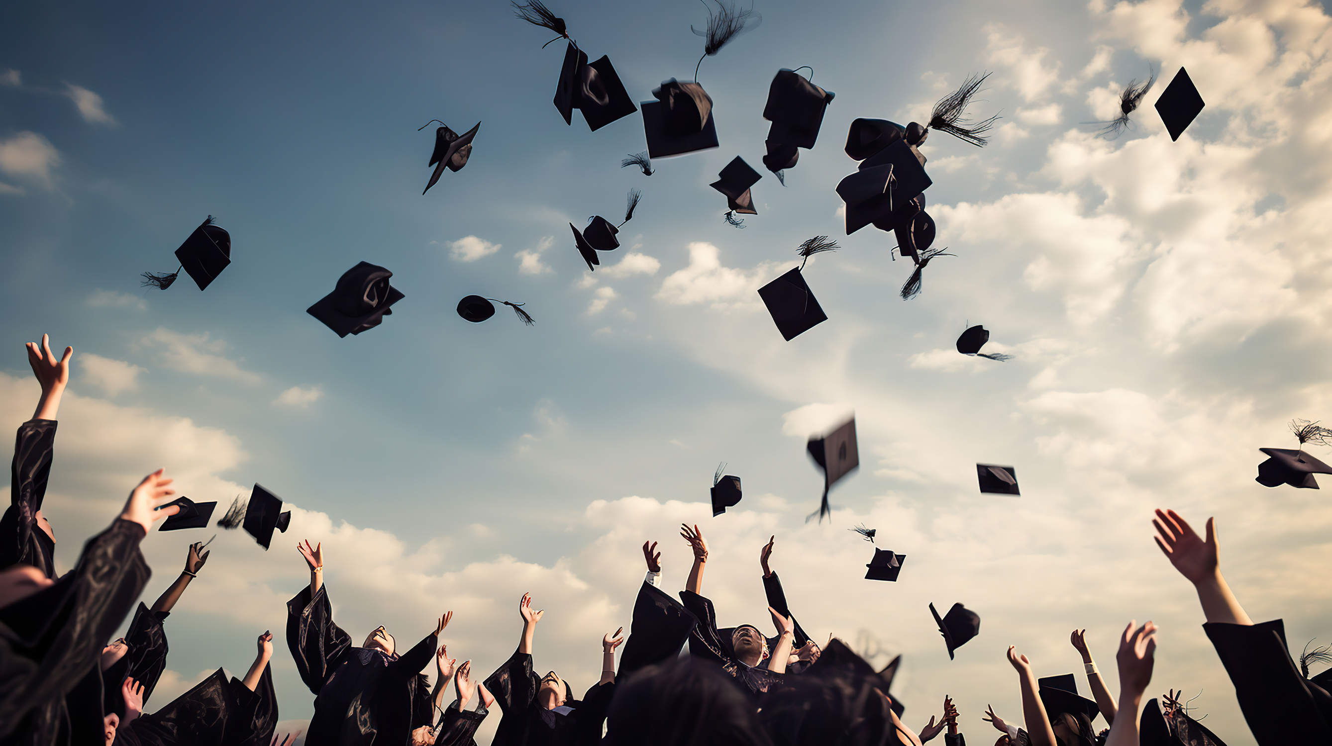 grads tossing caps