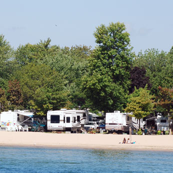 camping in the lake