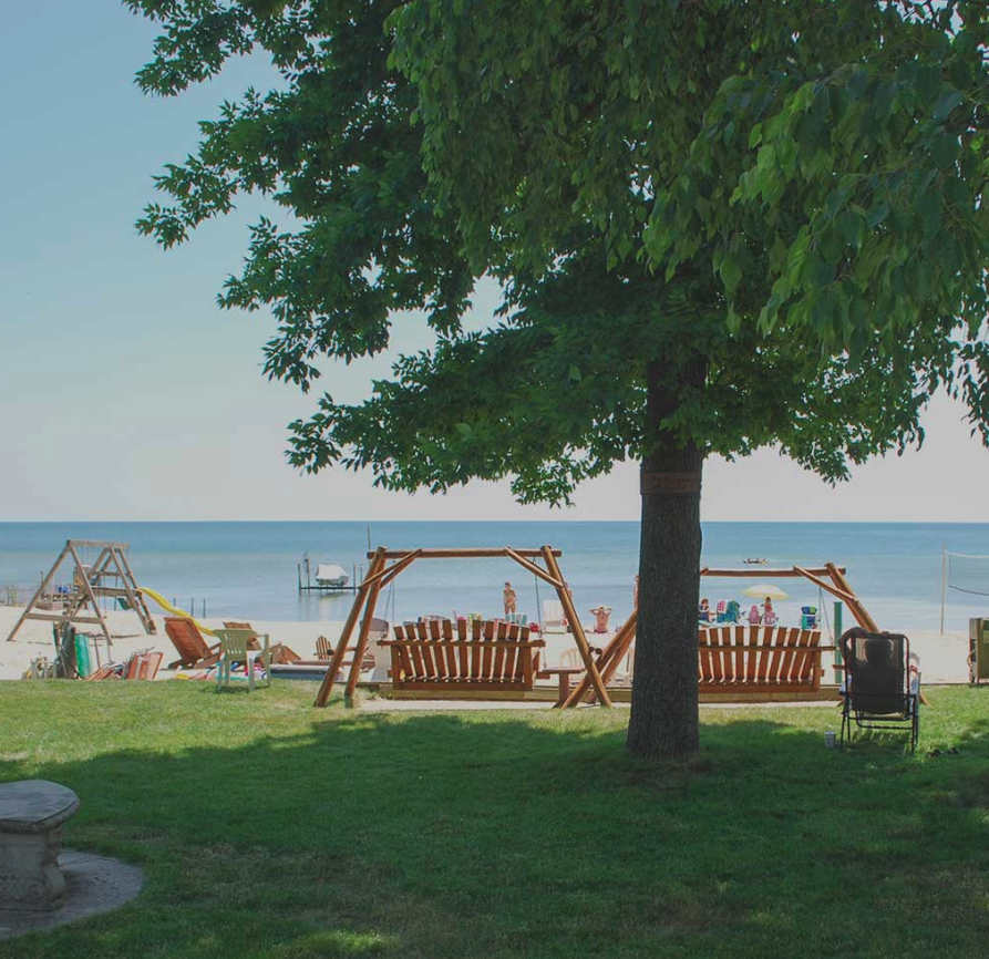 beach with a sitting area