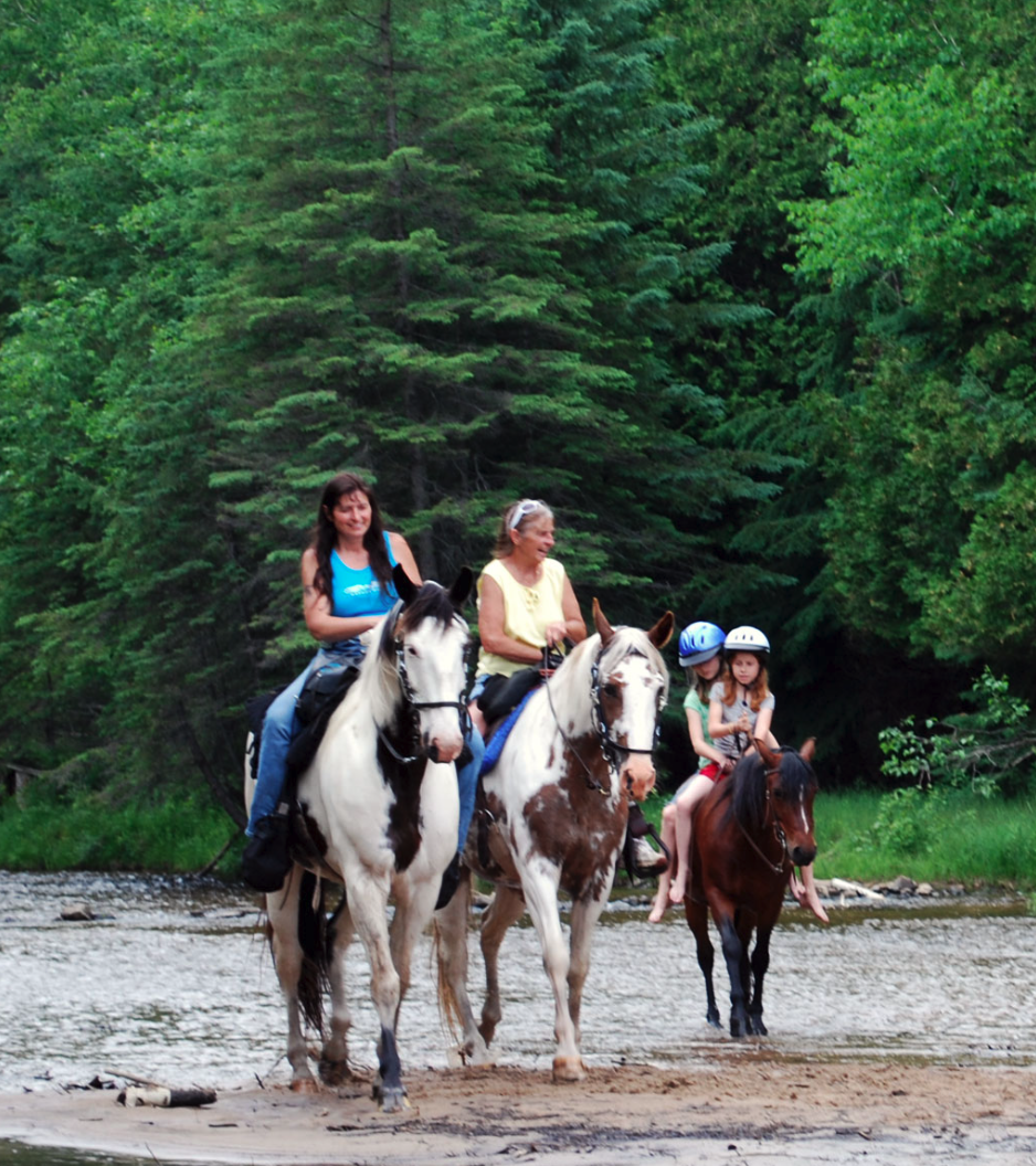 family riding horses 