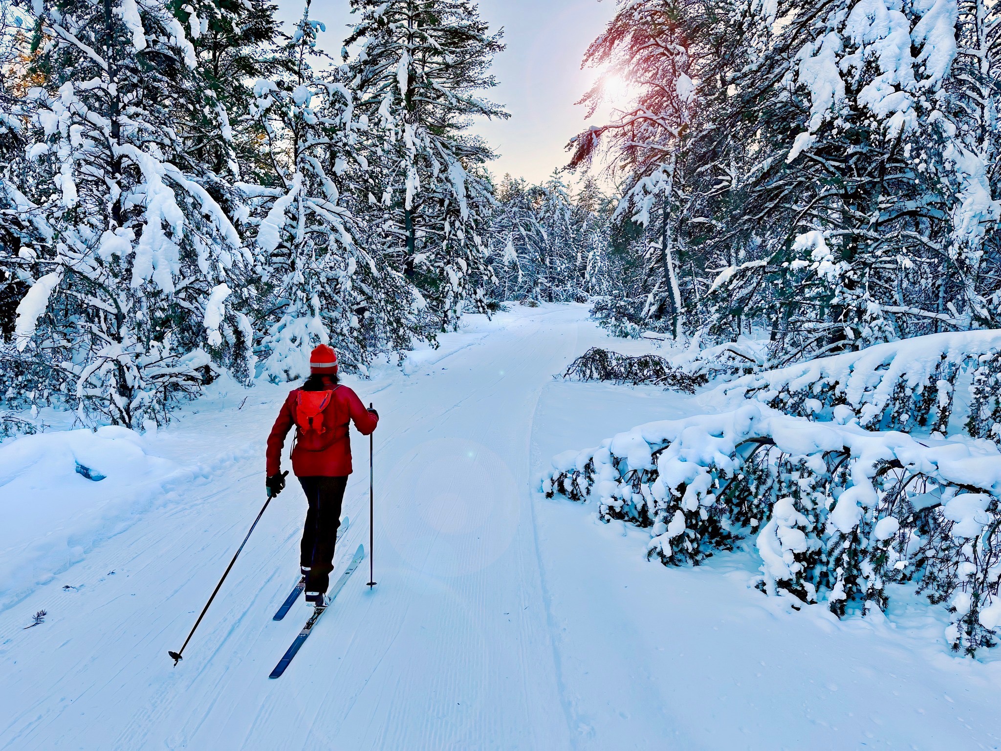 two persons skiing 