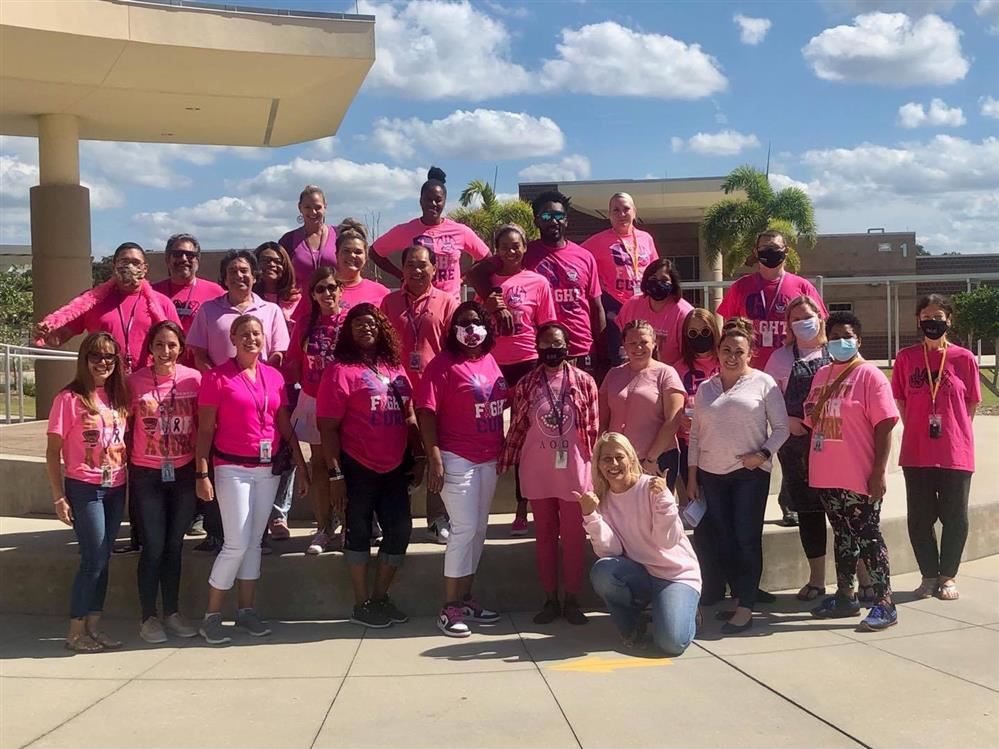 cancer group with pink shirts