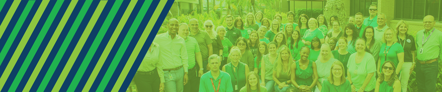 Wear Green Day group photo at the Landings Offices Courtyard
