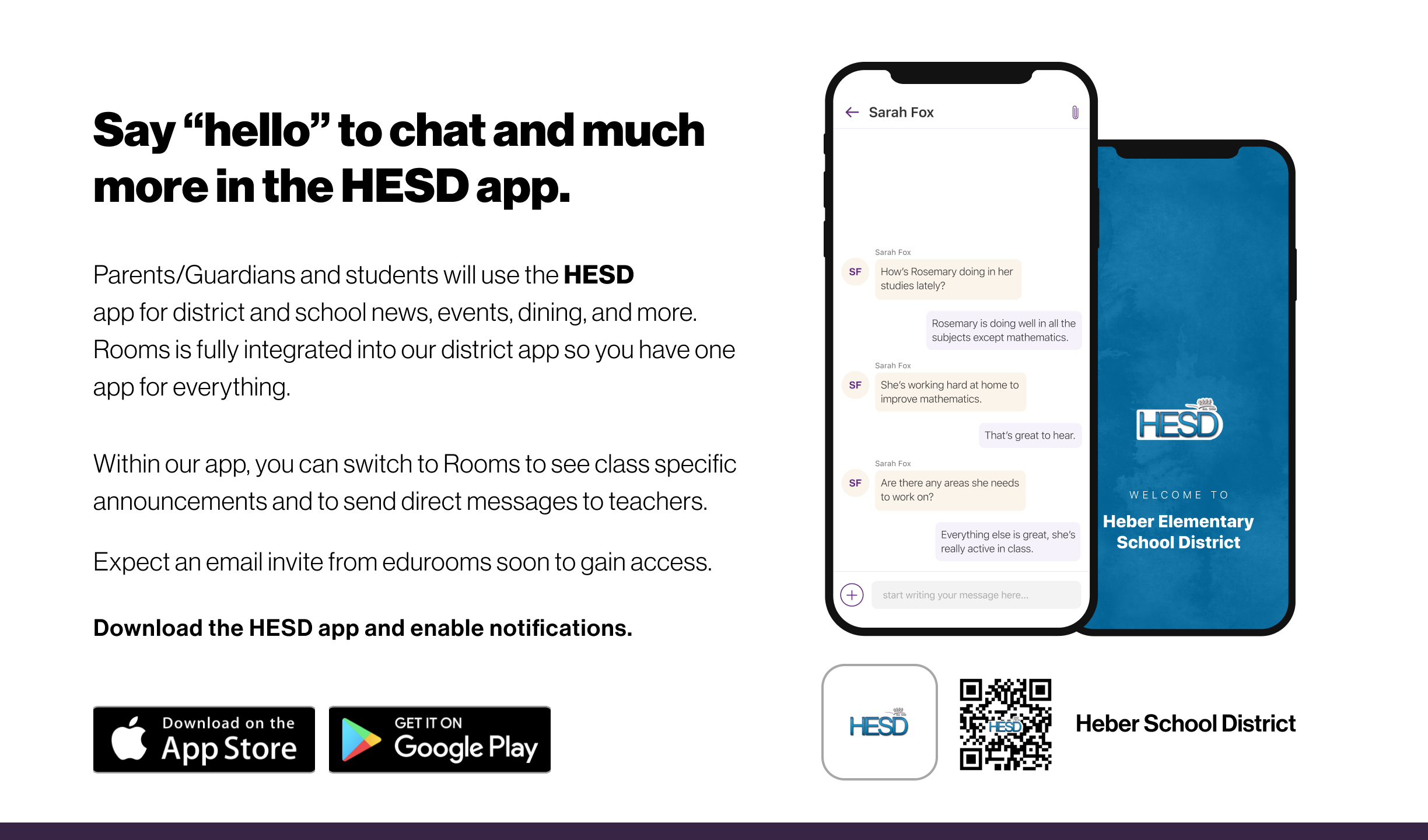 Download Our HESD App. Never miss an event! HESD app is the official Communications  platform for all NEws, Events, and Emergency Notifications. Available for Apple and Android devices. 