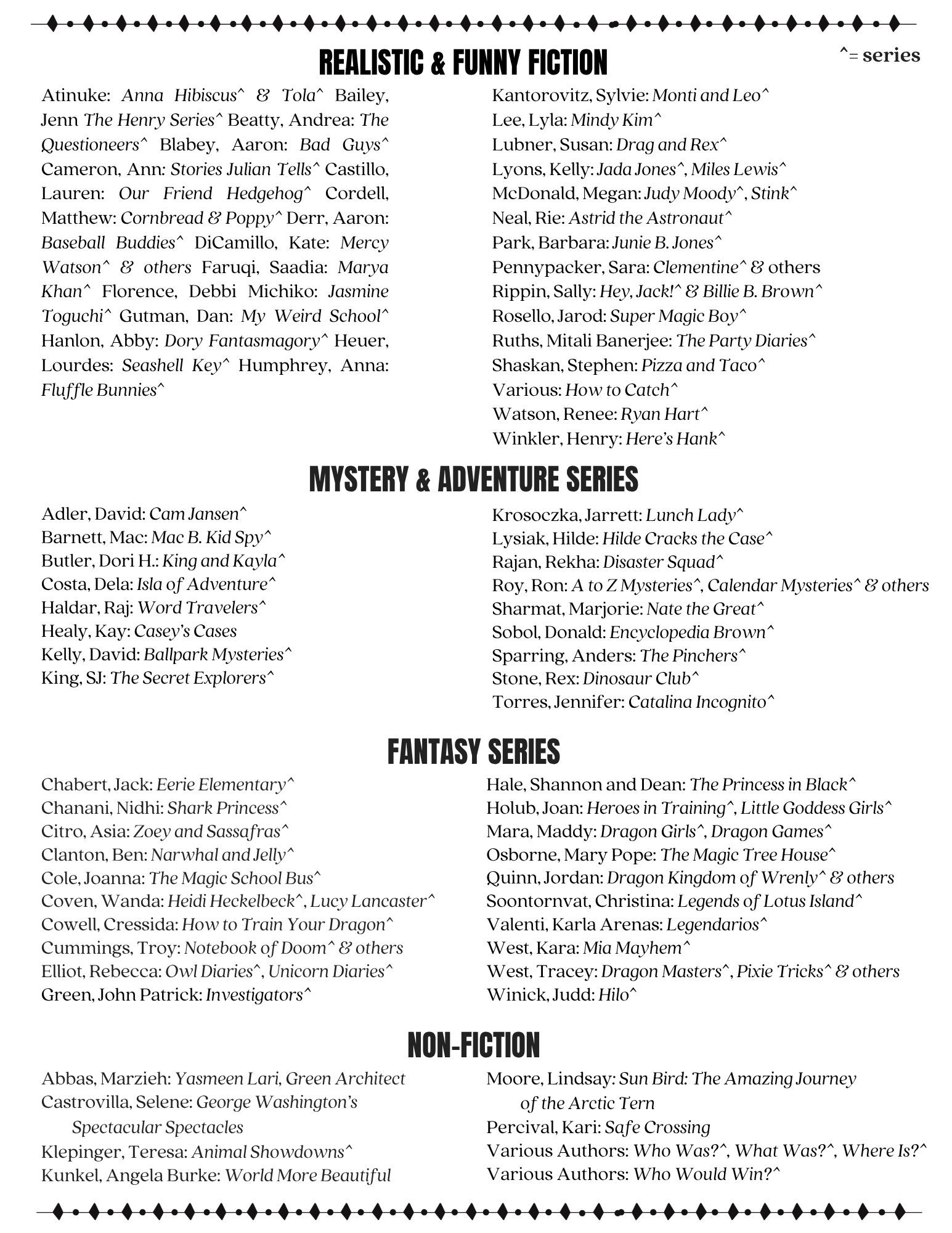 Summer 2025 Reading Suggestions Gr 2-3, page 2