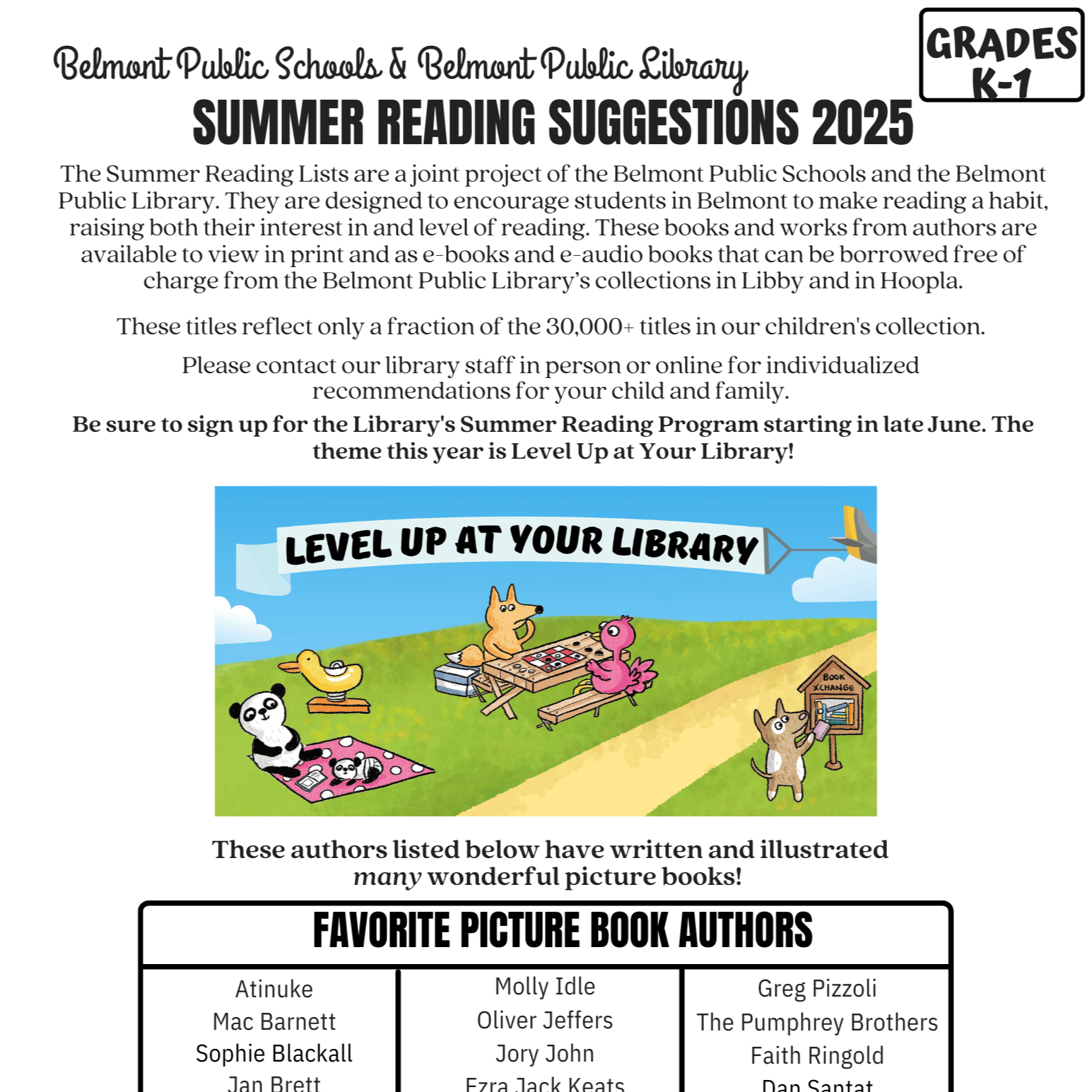 K-1 Reading List