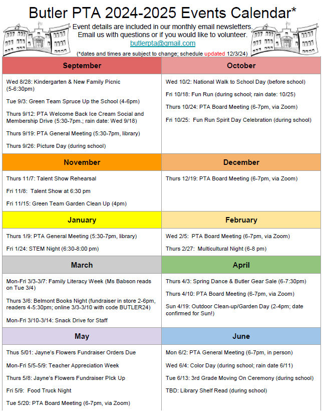 2024-2025 PTA Calendar