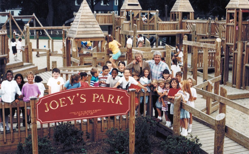 Joey's Park was built in 1989 Joe and Kathy O’Donnell with students at the opening of Joey’s Park in 1989.
