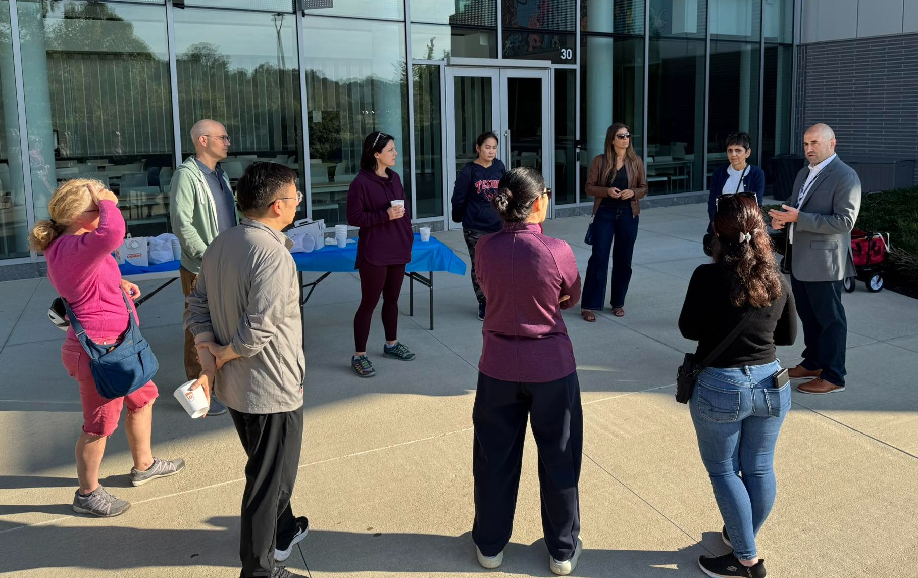 PTO members talking as a group in school facilities