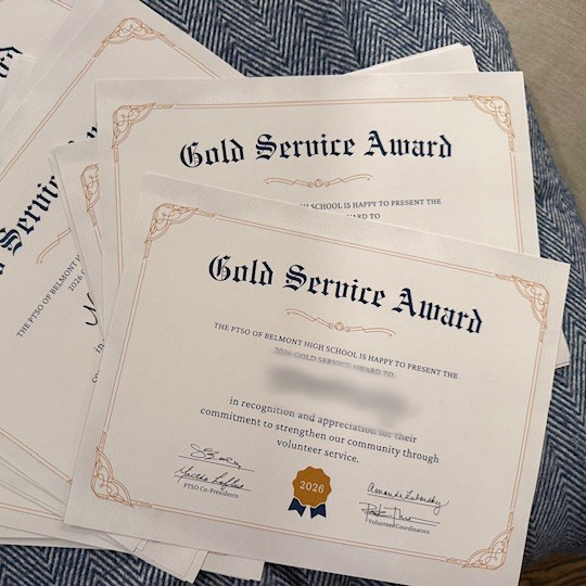 Gold Service Award certificates