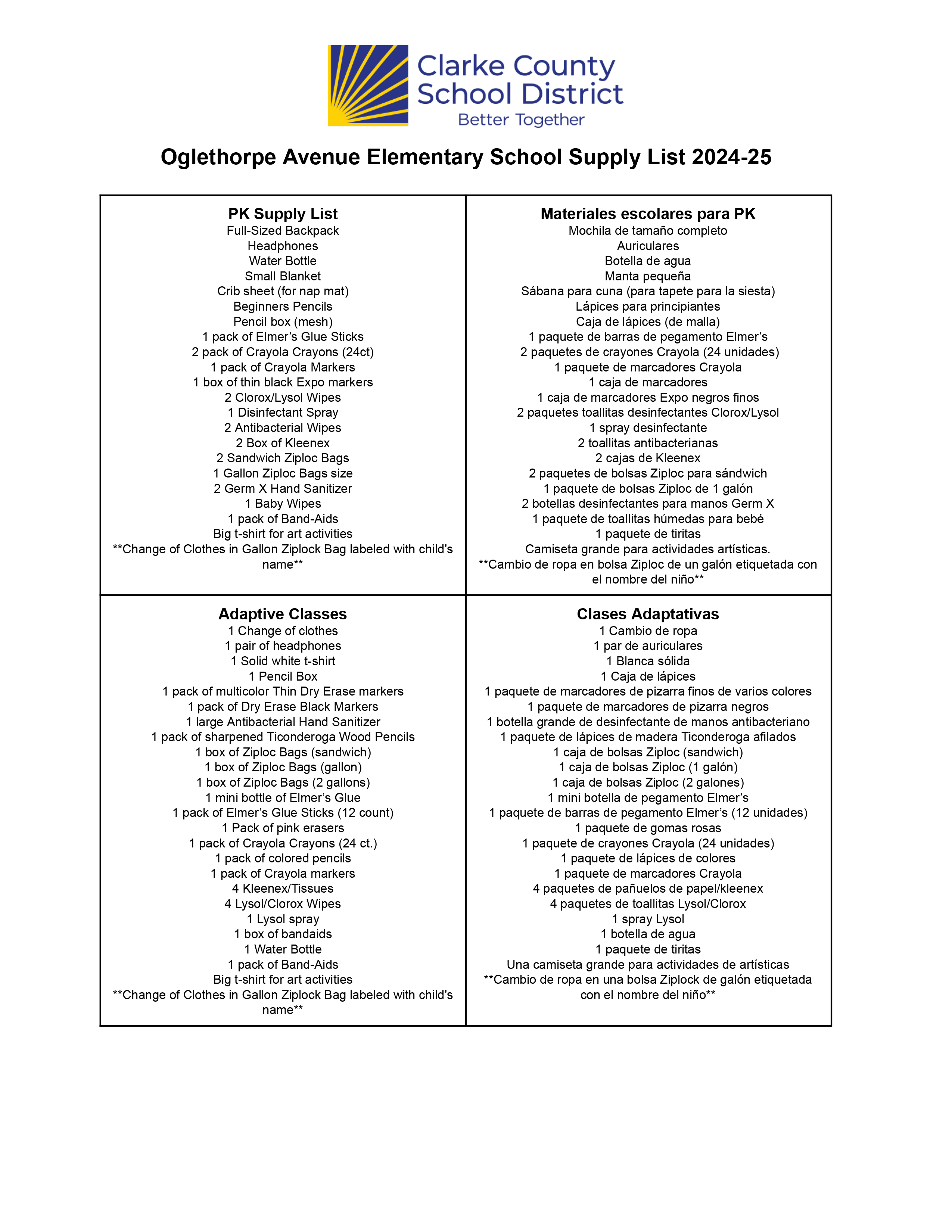 Oglethorpe supplies