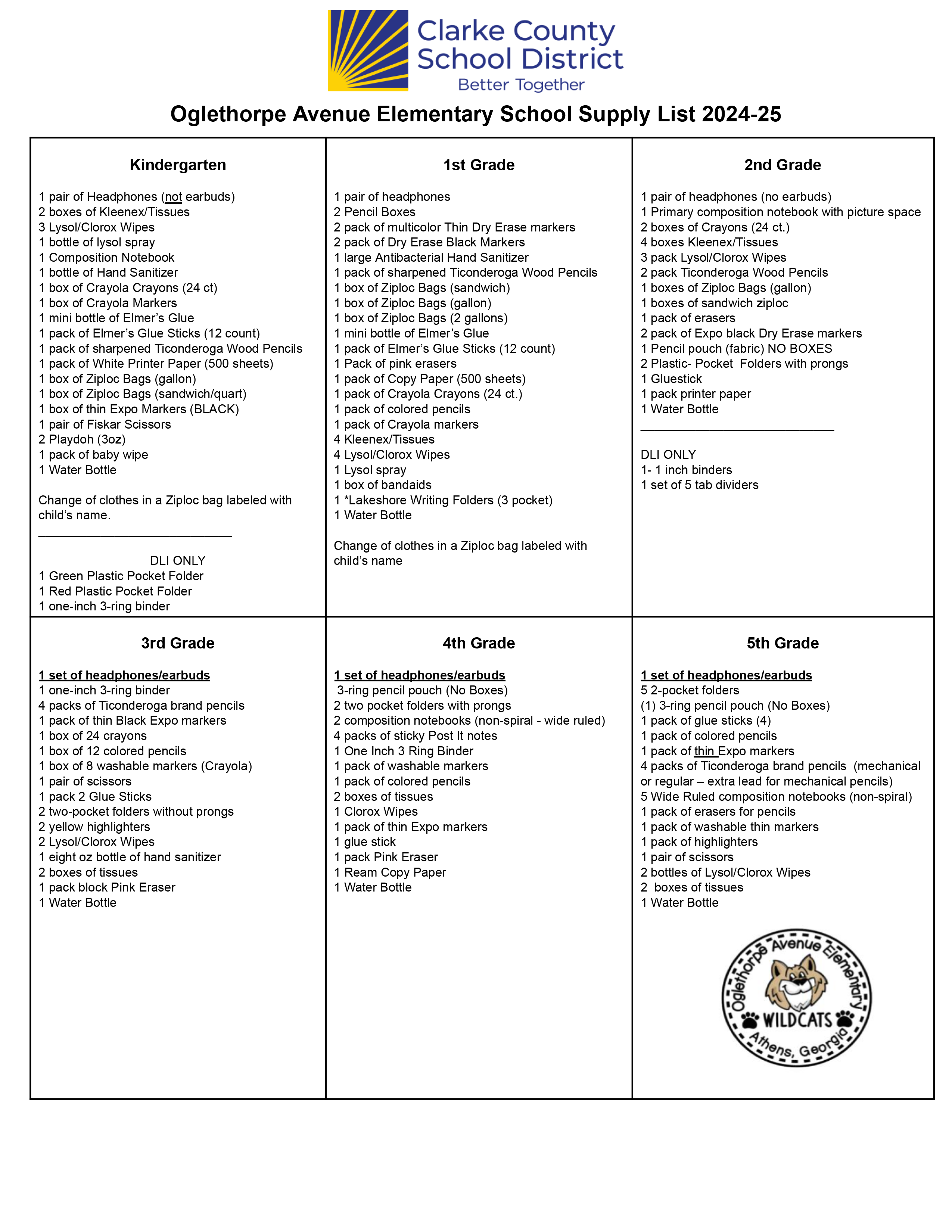 Oglethorpe supplies