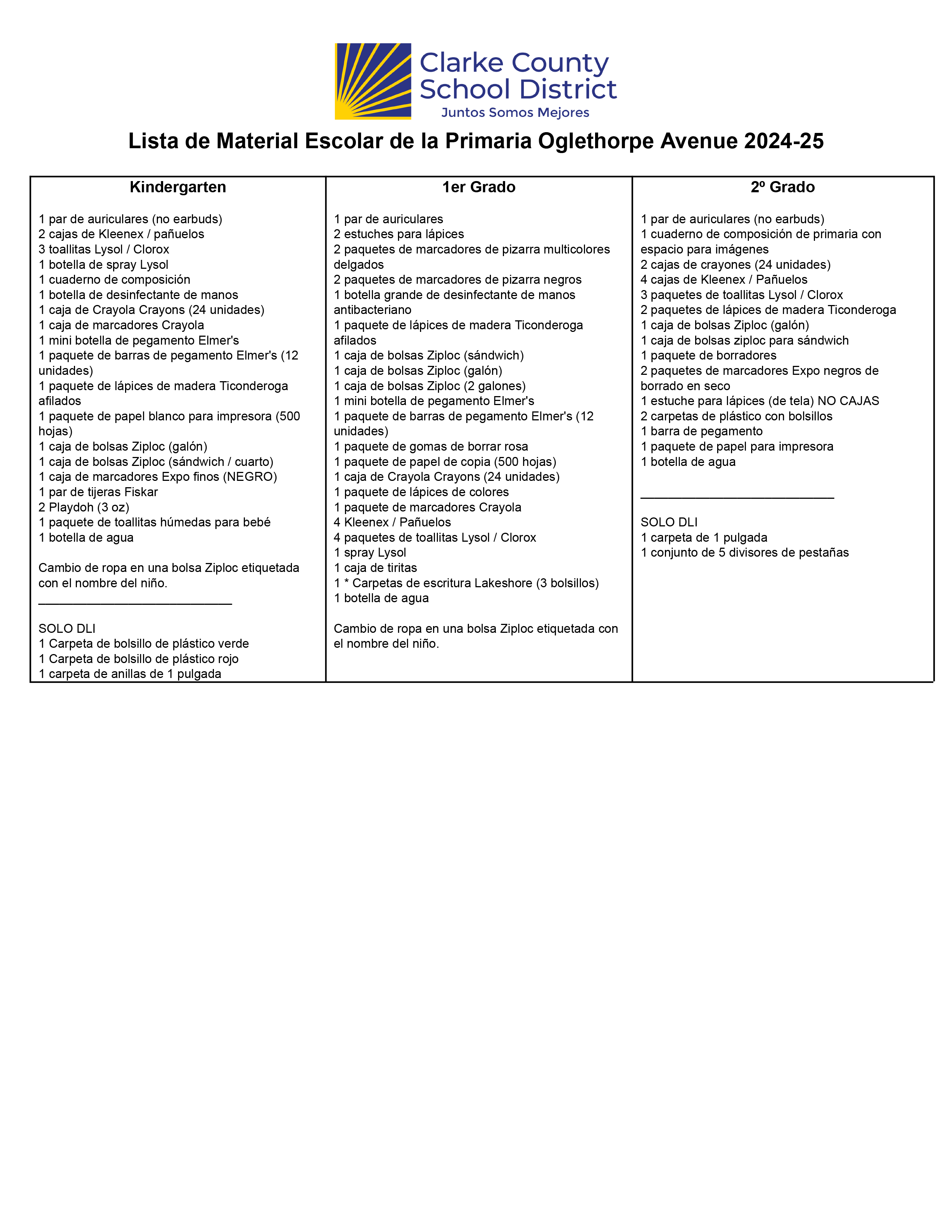 Oglethorpe supplies