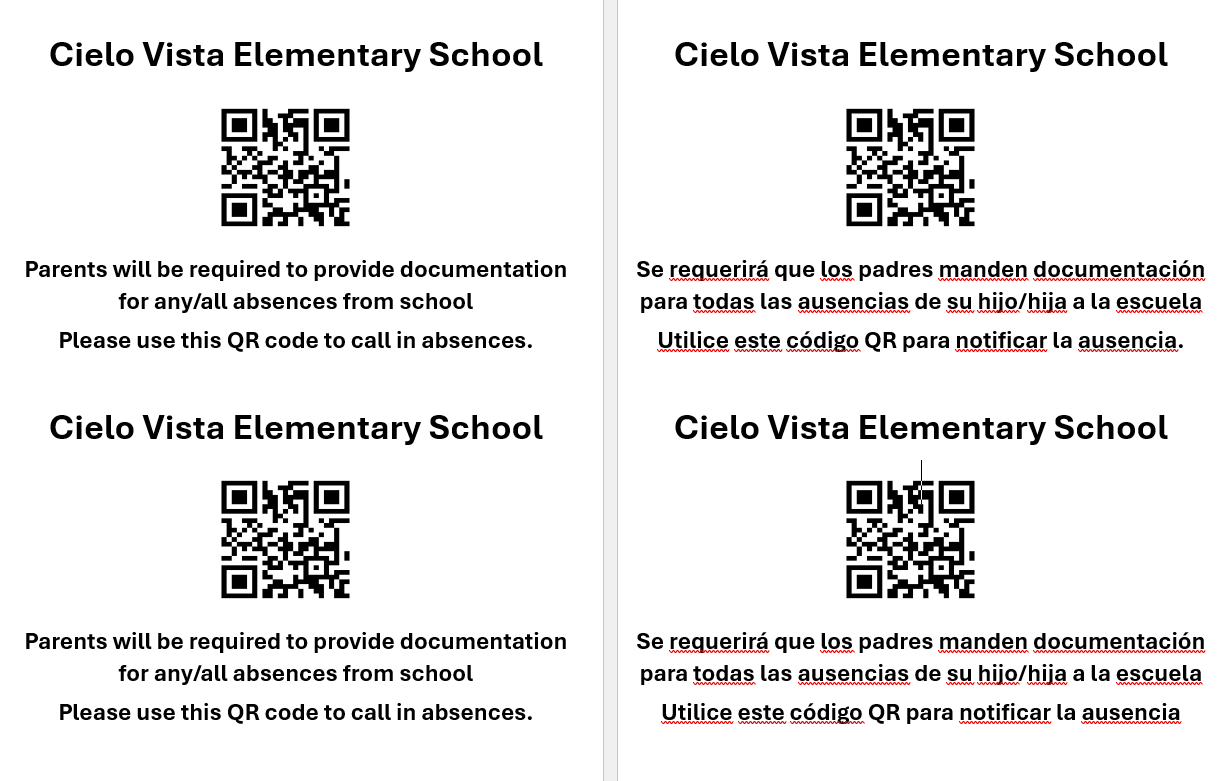 Qr code for attendance cielo vista elementary