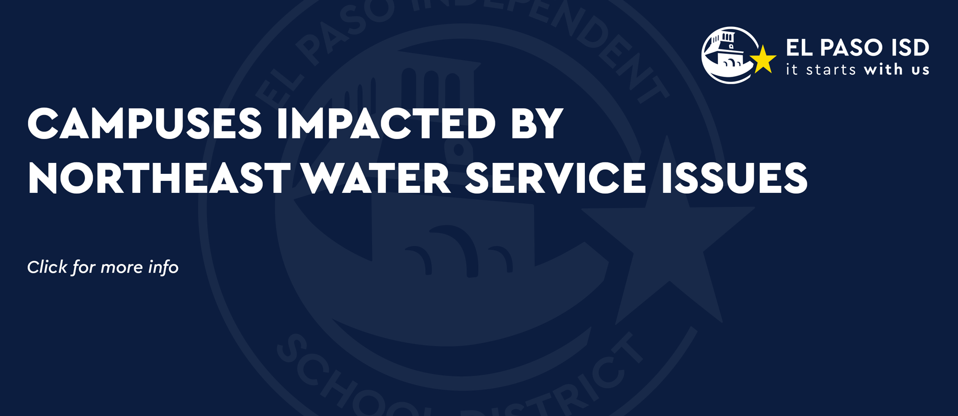 Campuses Impacted by Northeast Water Service Issues - Click for more info