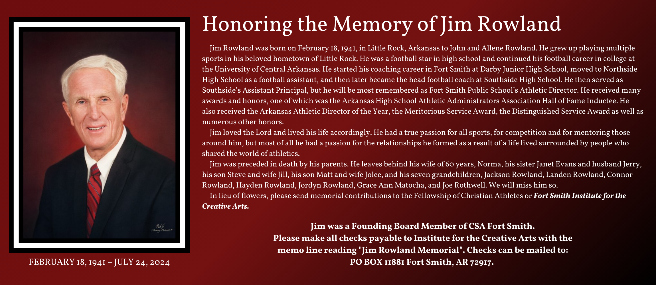 Jim Rowland Memorial Donation