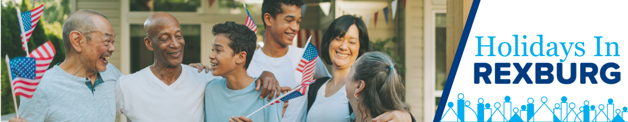 people hugging each other holding USA flags