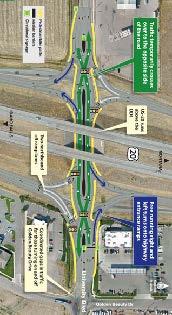 Hwy 20 exit interchange project map - Diverging Diamond Interchanges