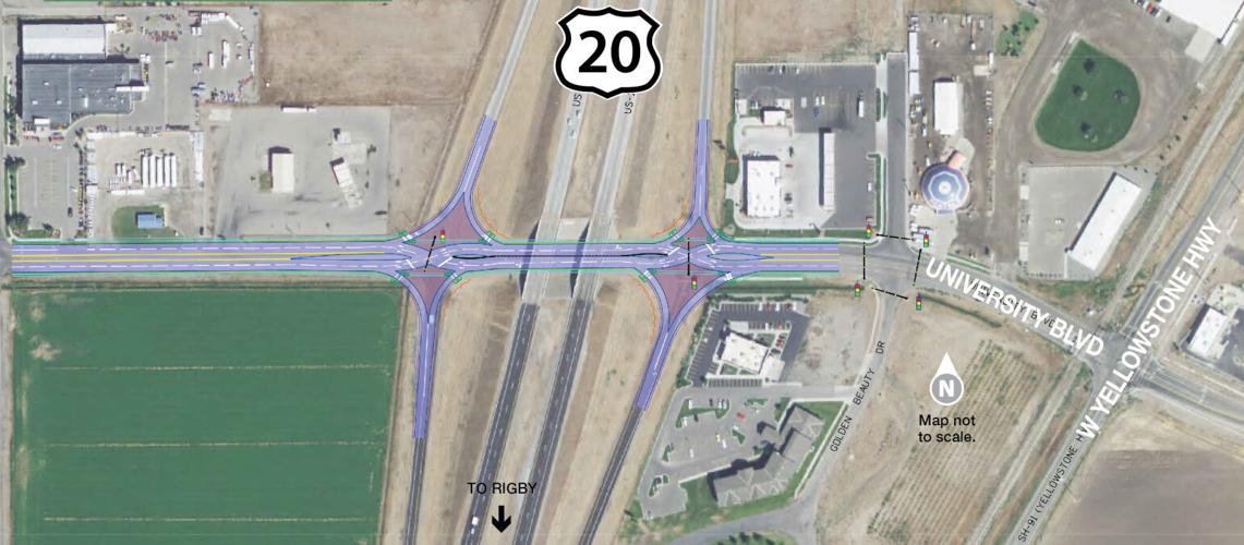 Image of proposed DDI on hwy 20 in Rexburg