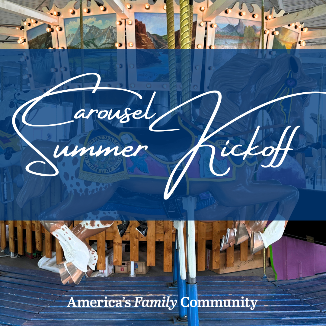 Carousel horse with text "Carousel Summer Kickoff"