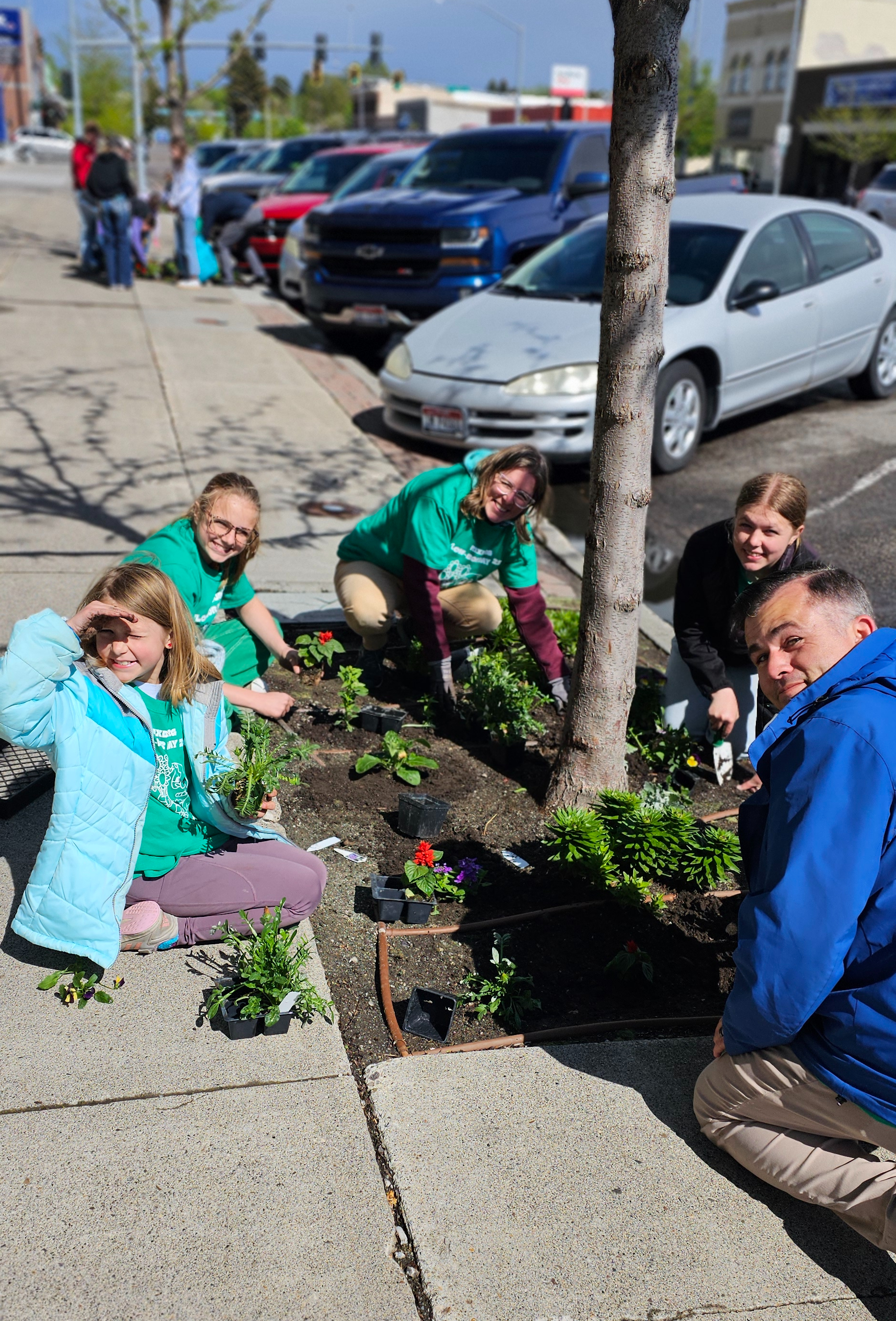 Planting flowers on Main Street