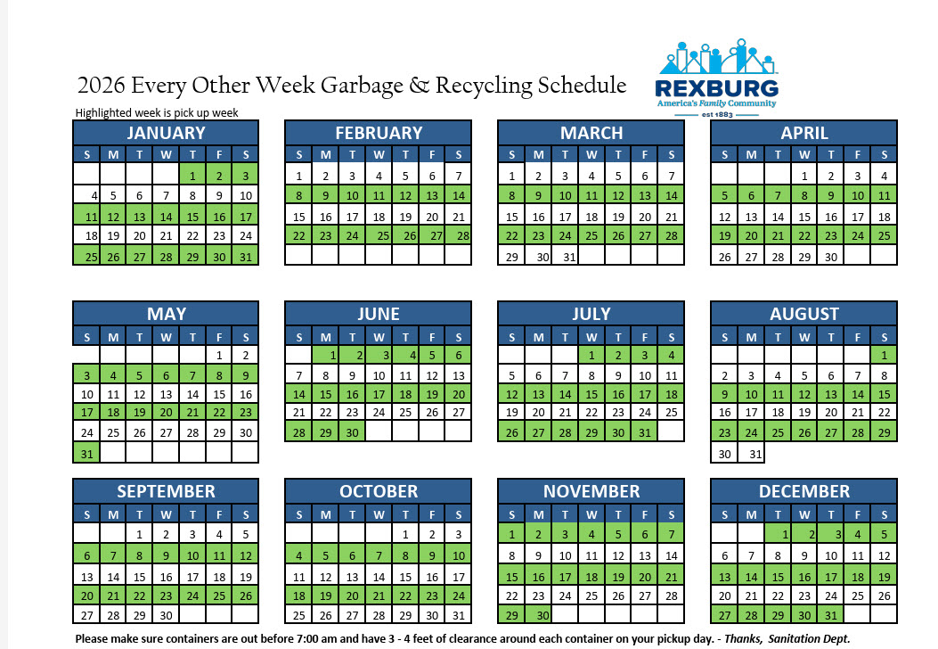 2026 Green & Blue Schedule