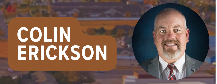 Colin Erickson in text with a circular photo