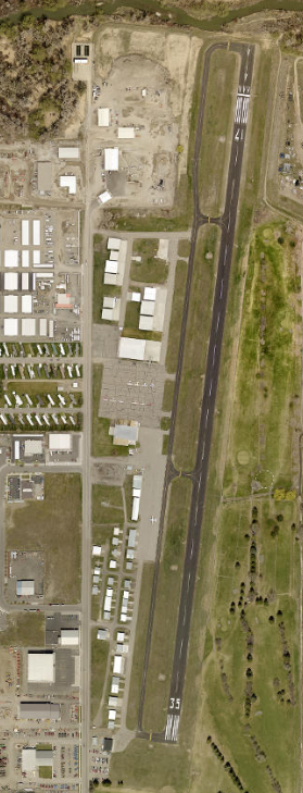 aerial view of airport runway