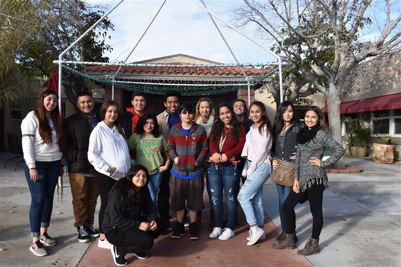 students gathered smiling