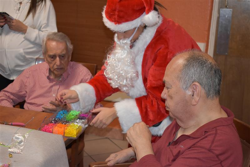 students talking to elderly  people