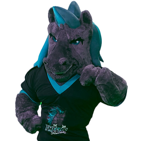 Maverick Max, the school mascot, posing against a white background.