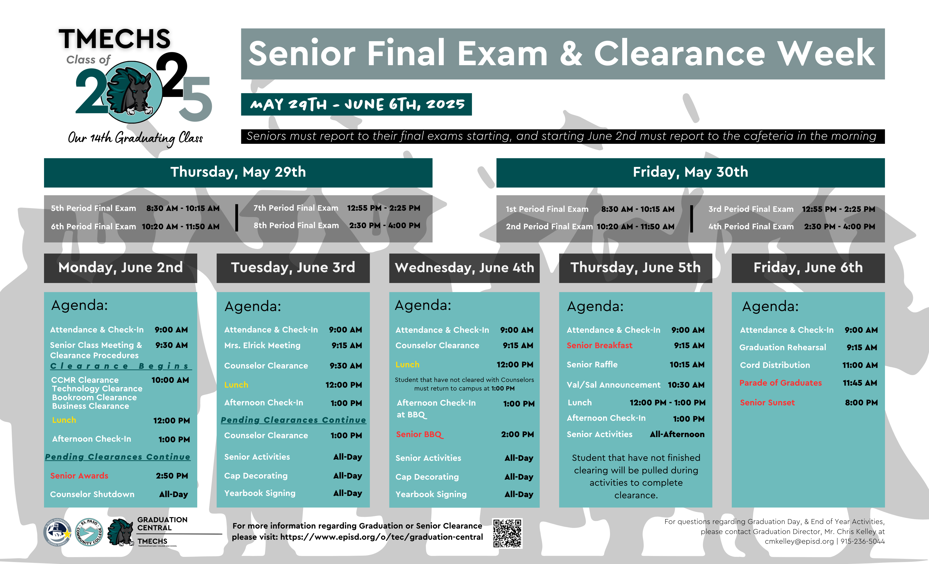 Senior Final Exam & Clearance Schedule for 2024-2025