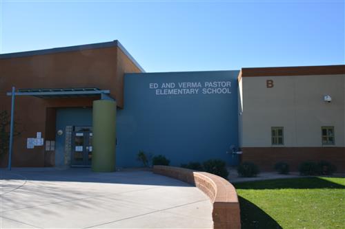 Picture outside of Ed and Verna Pastor Elementary School