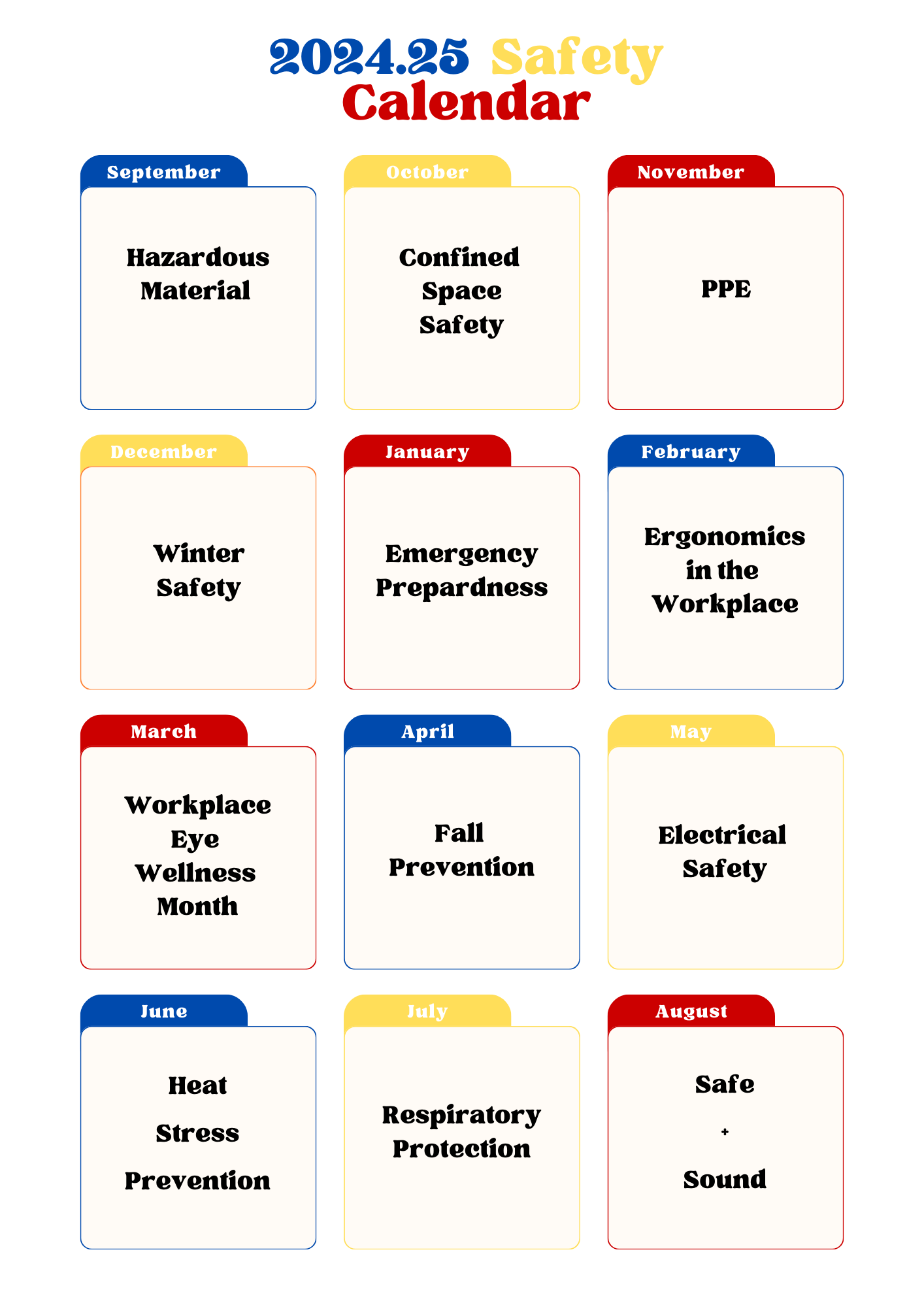 Monthly Safety Topics 2024.25