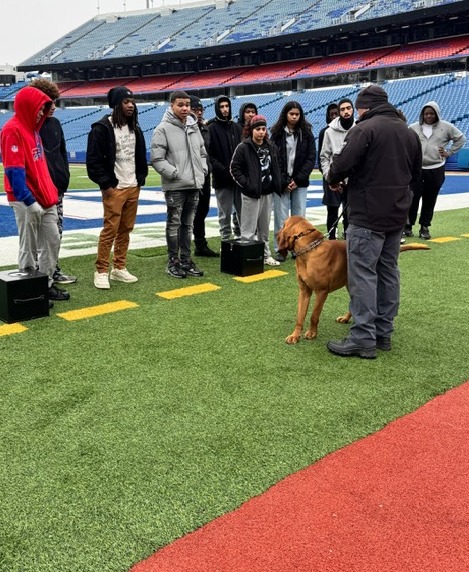 law students with police dog