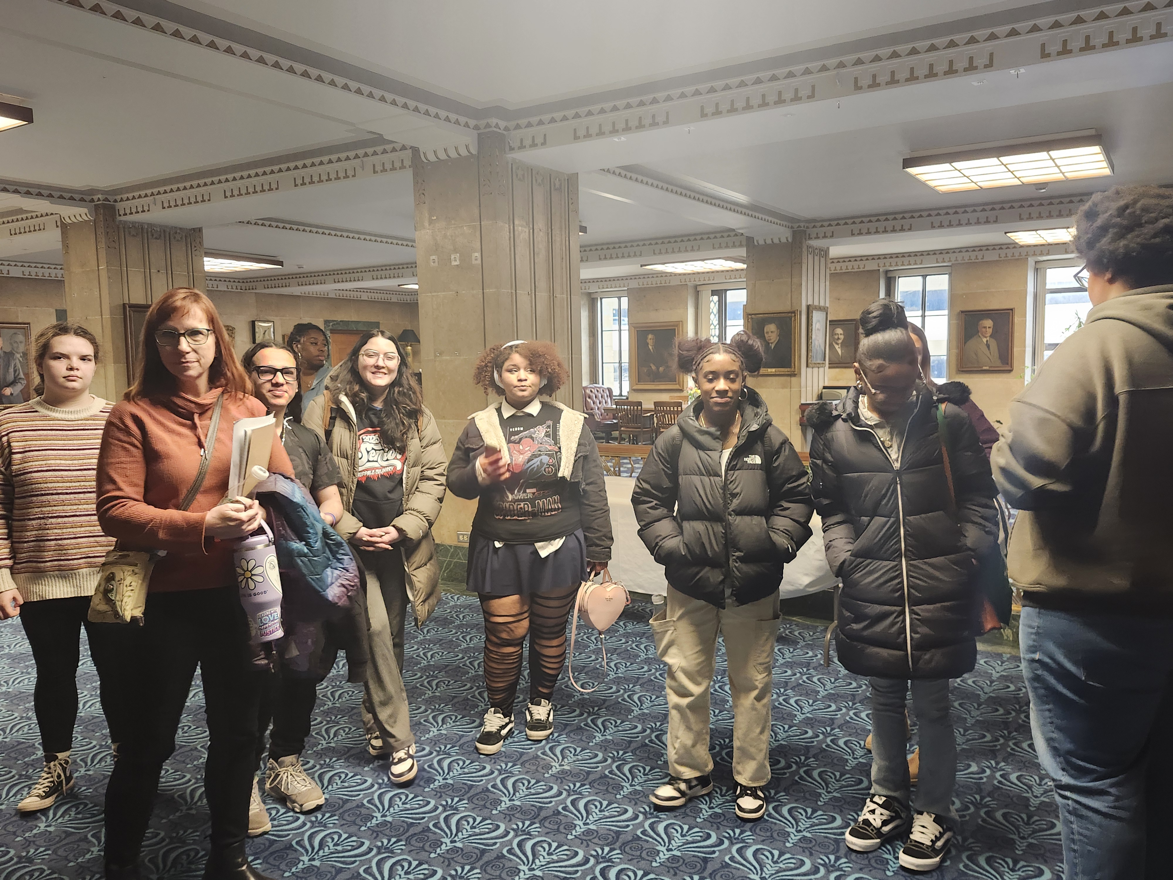 Students at Buffalo City Hall getting tour 