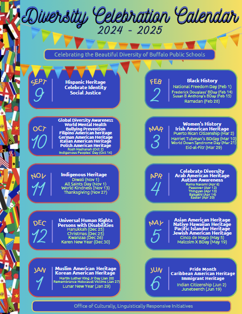 diversity calendar with montly themes