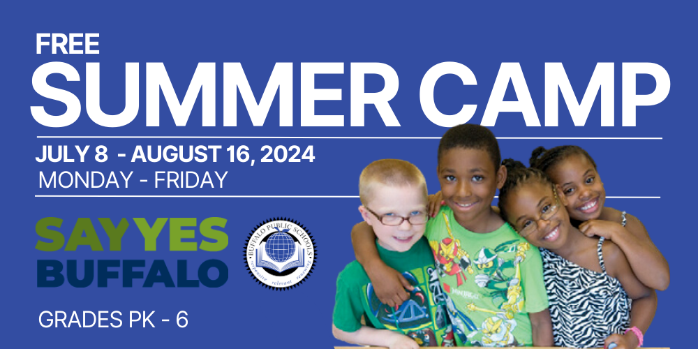 Say Yes Buffalo | Free Summer Camp PK -6 July 8 - August 16, 2024 Monday - Friday photo of kids smiling