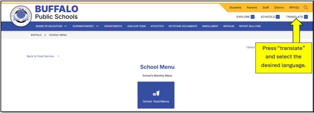 How to change the language on the BPS website
