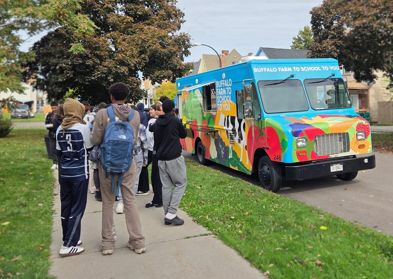 School 198- 10.17.2025 Students enjoying the Food Truck during National School Lunch Week 