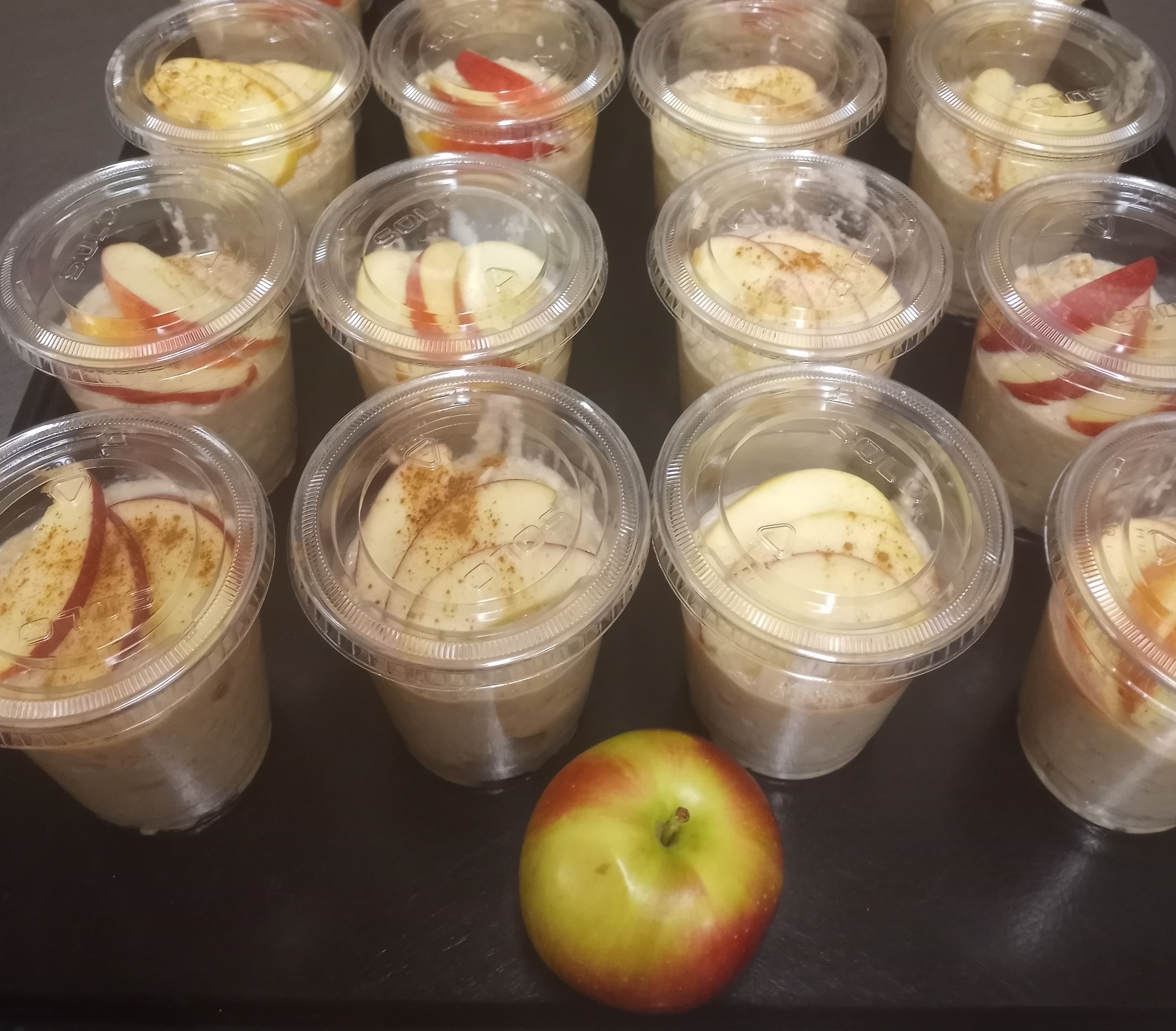School 207 - Apple pie overnight oats cups served on 10.23.25