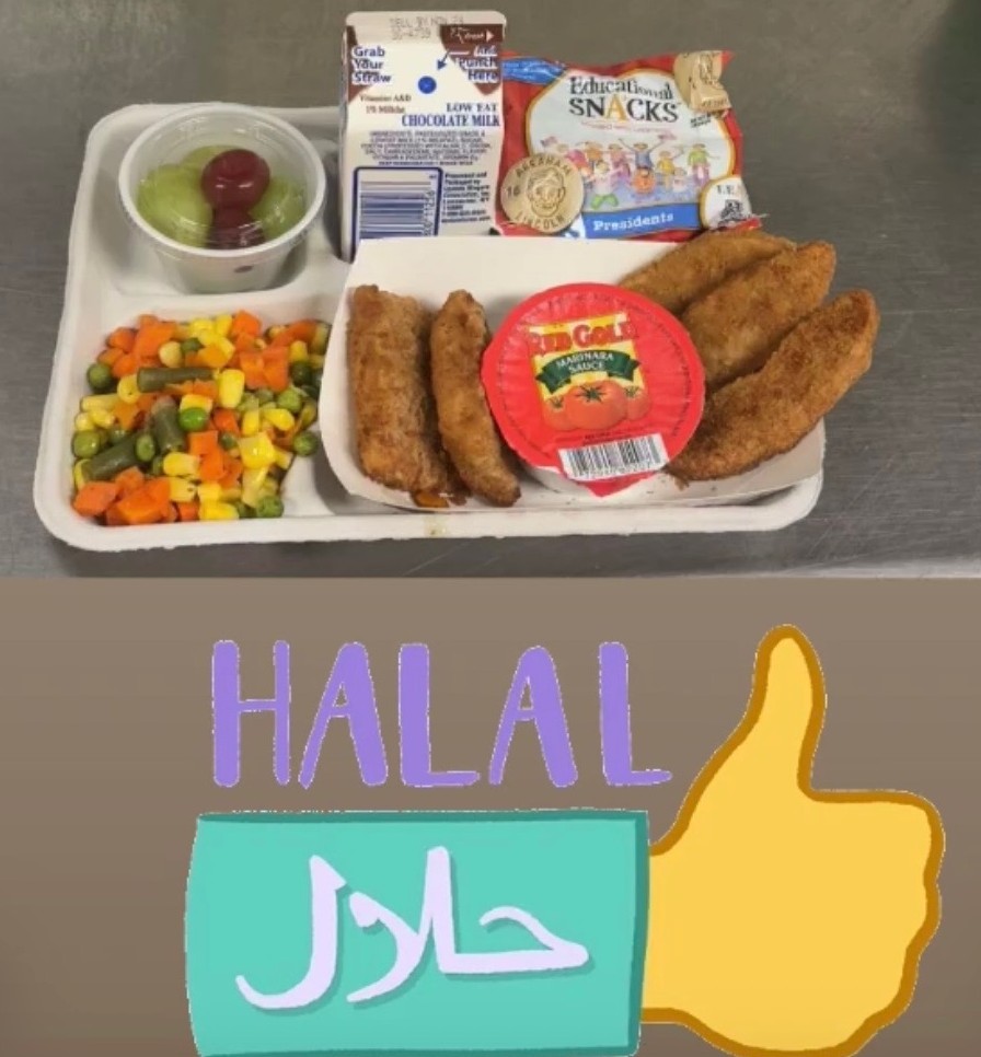 School 97- Lunch served on 11.14.25 Halal Chicken Nuggets,Pizza Crunchers, Vegetable Medley, Grapes, Educational Snacks & Chocolate Milk