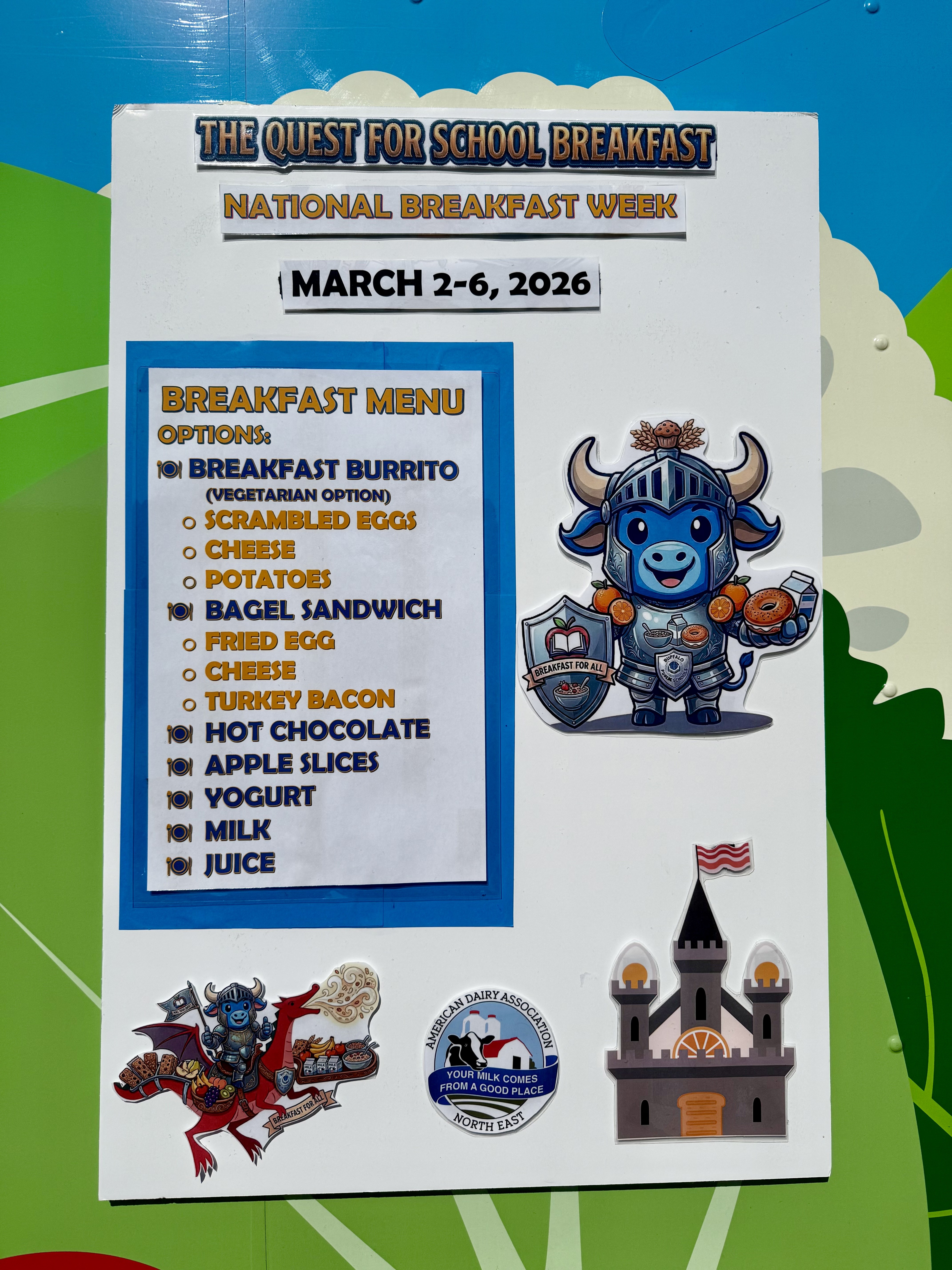 NATIONAL SCHOOL BREAKFAST WEEK PICTURE MENU SIGN