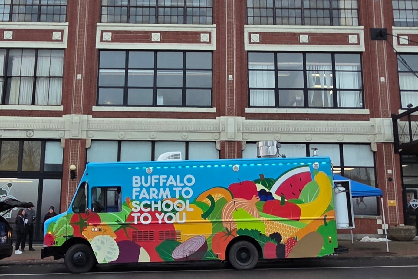 National School Breakfast Week pictures - Chef Blu the Food Service Mascot and the Food Truck
