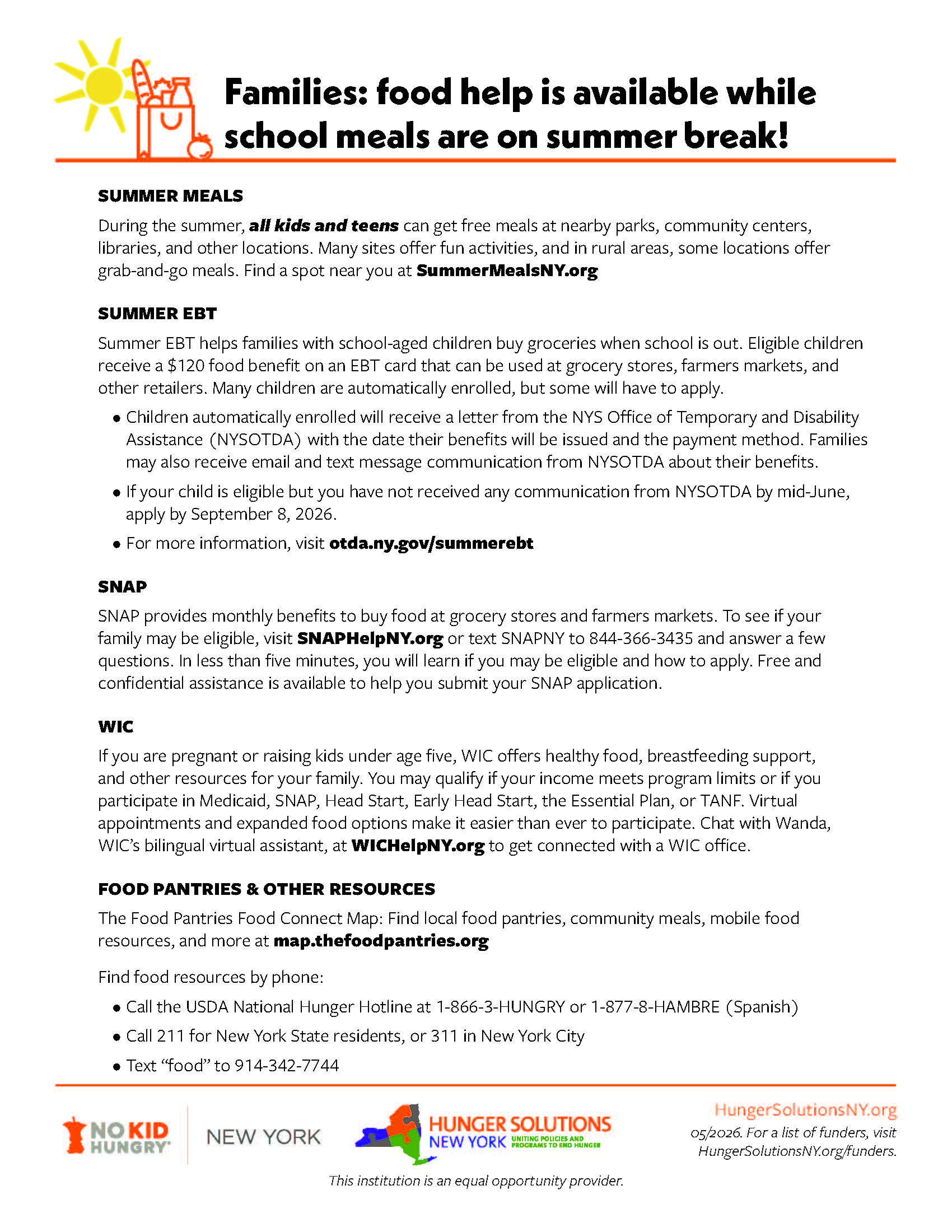 SUMMER SCHOOL MEALS resources 5.29.2026