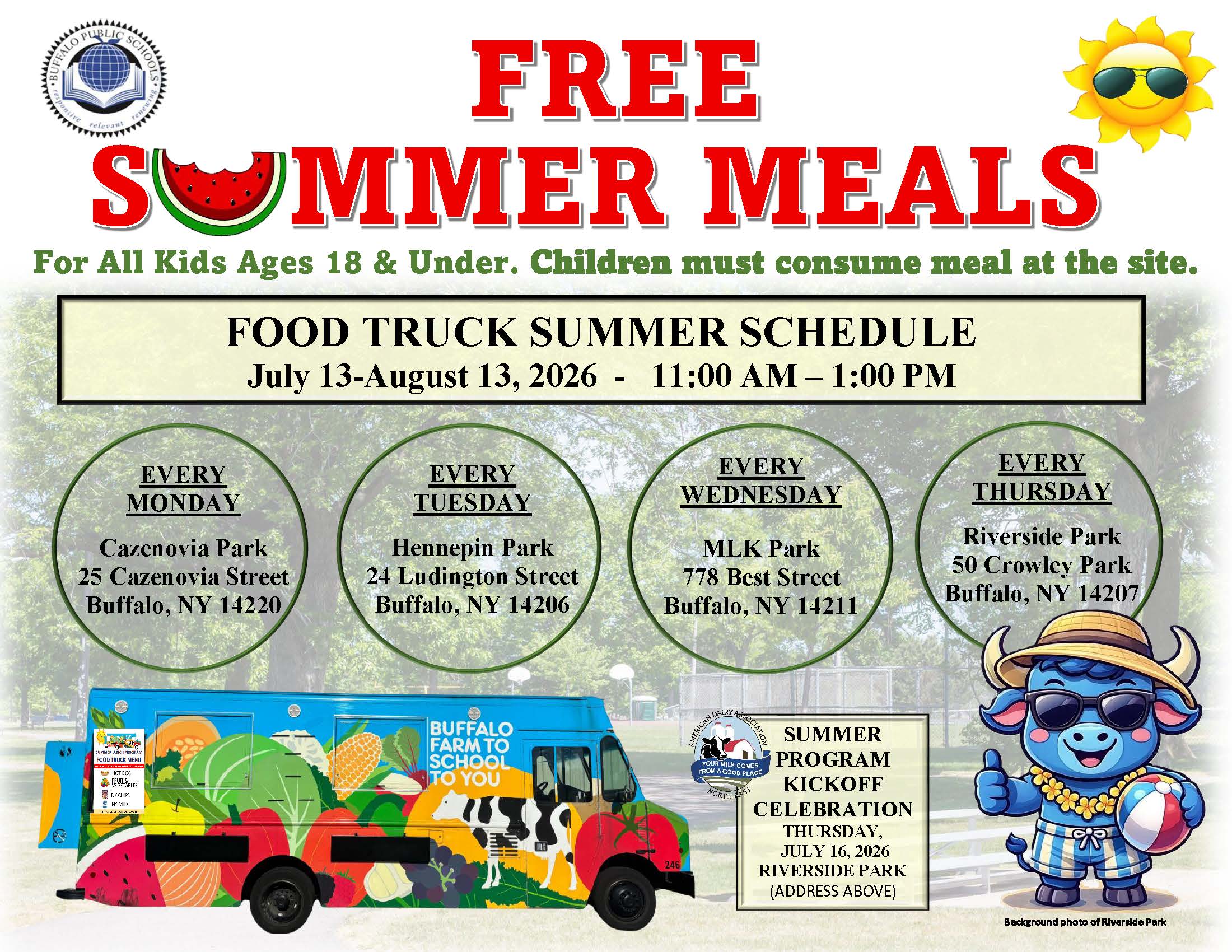 SUMMER PROGRAM FOOD TRUCK SCHEDULE - PARKS