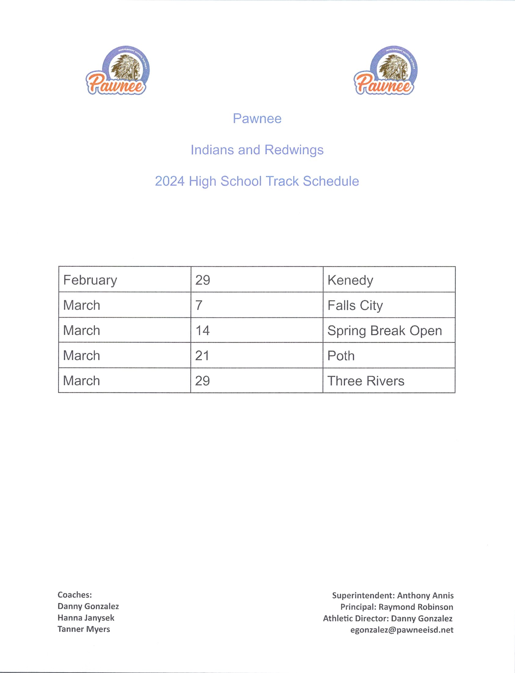 HS track schedule