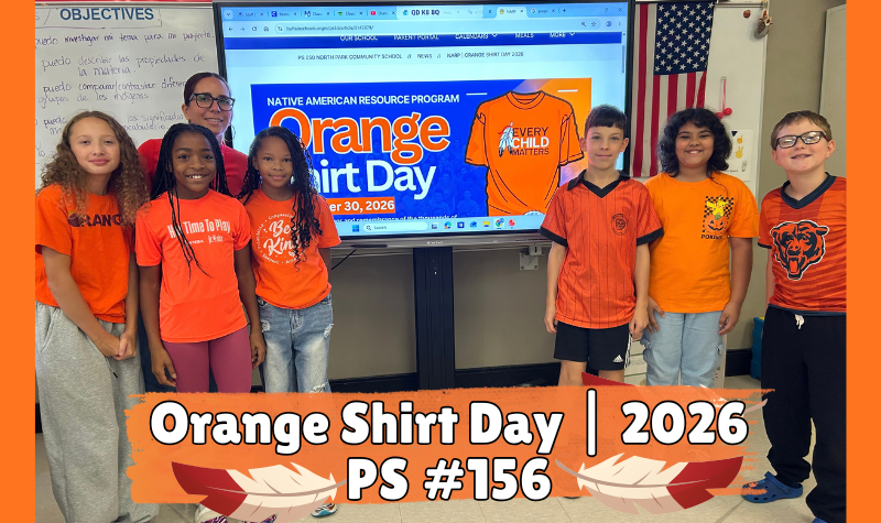 Students from 156 wearing orange shirts